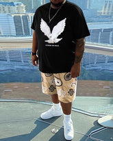 Men's Daily Casual Pigeon Printed Short Sleeve T-Shirt Set